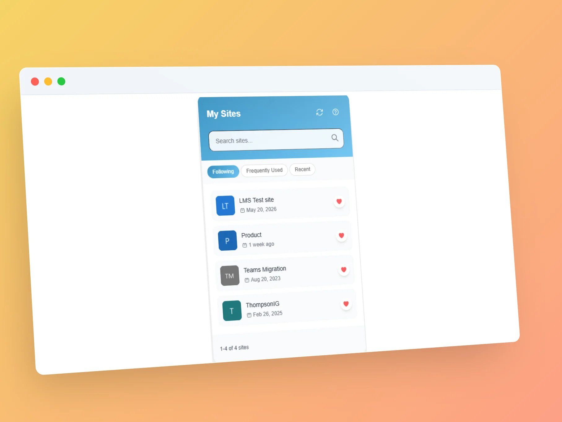 My Sites – Dashboard Overview