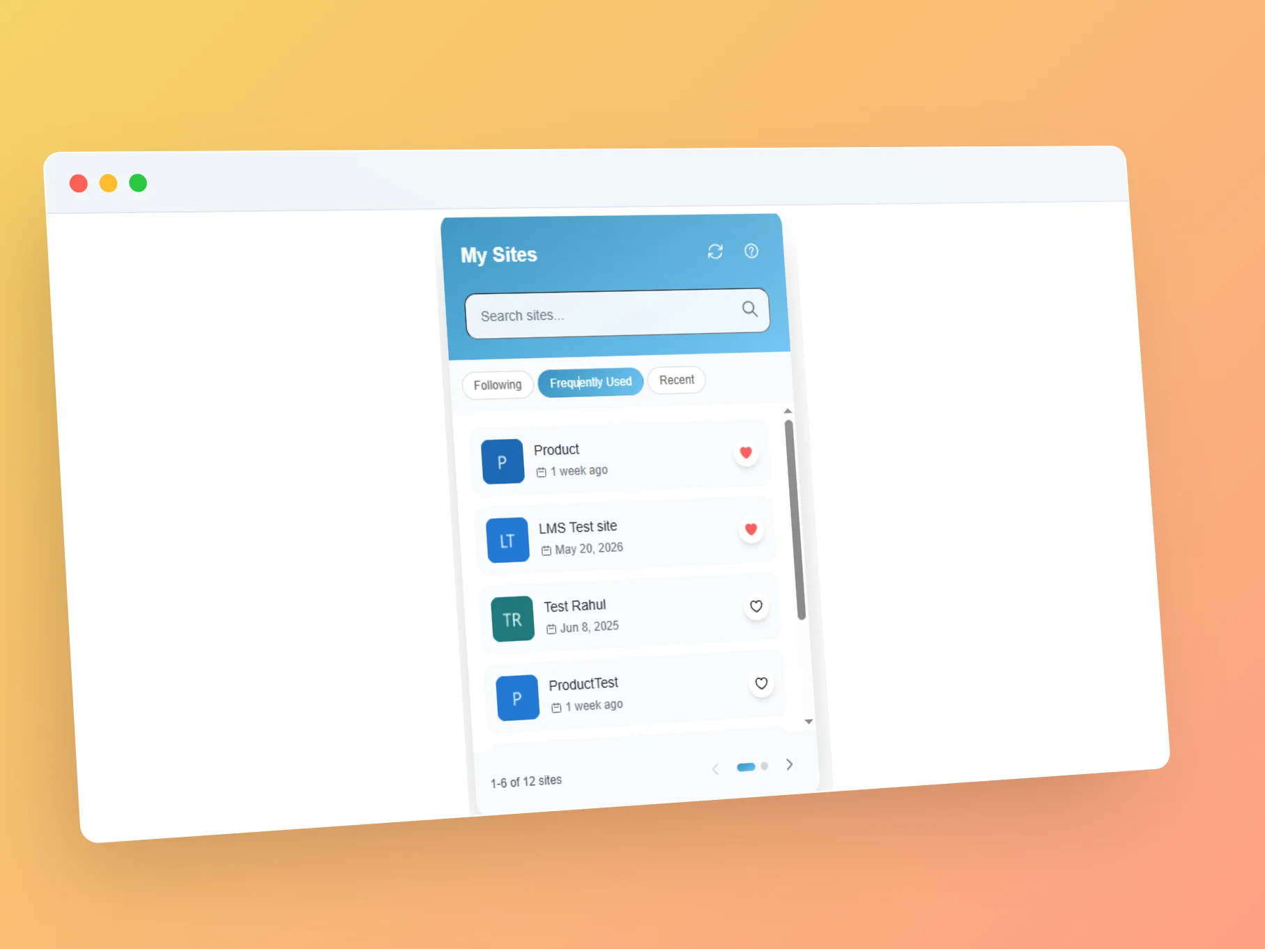 My Sites – Frequently Used Sites
